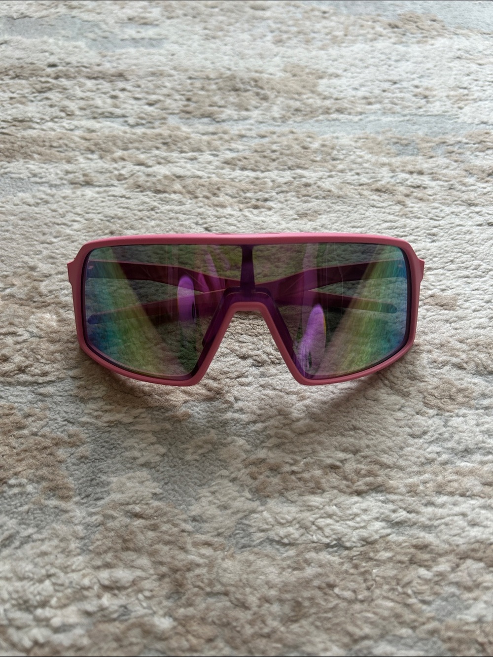 Pink Shield-Style Men's Sunglasses — Mirrored Lens